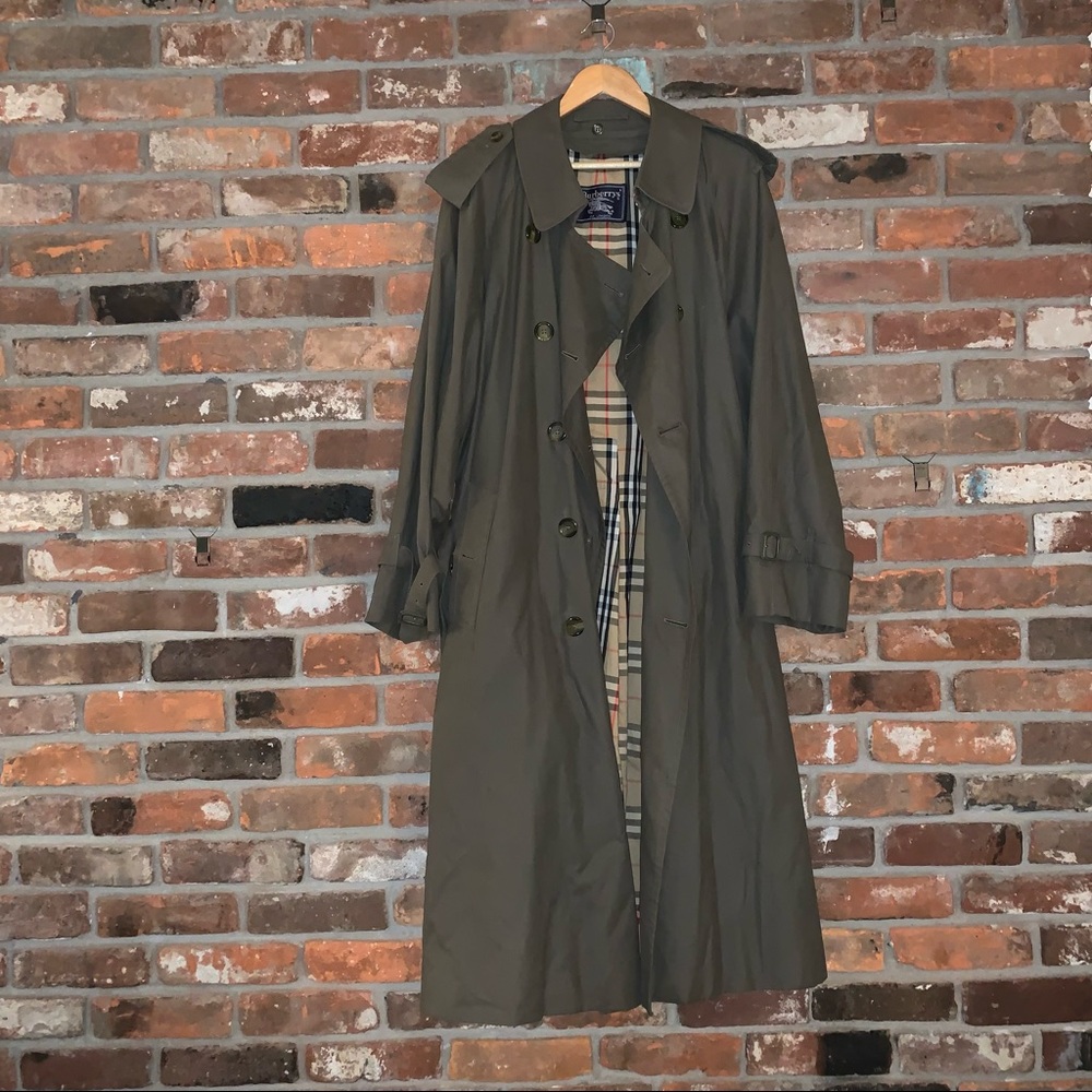 Burberrys of London Forrest green trench coat.